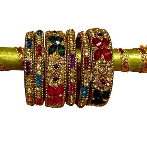 Jeweled Indian Bangle Bracelet Set (child, set of 6)